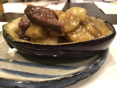 豆腐割烹　雪花菜（きらず）の口コミ評価評判ナスと牛肉の炒めもの