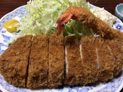 とんかつ　れんが亭の口コミ評価評判上ロースかつ定食とエビフライ