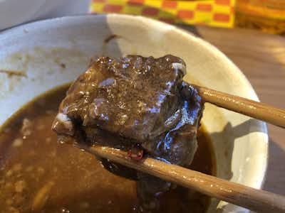 ビーフラーメン＆つけ麺 シゲジンの口コミ評価評判ビーフつけ麺　よく煮込まれたビーフ肉