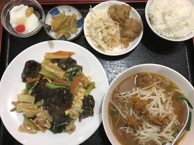 弘福の口コミ評価評判豚肉ときくらげと玉子炒め定食　台湾味噌ラーメン