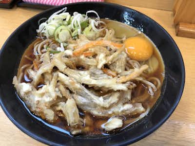 じんそば 西八王子店の口コミ評価評判ごぼう天そば　生卵トッピング