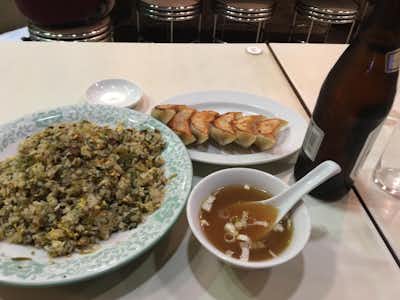 一平ラーメンの口コミ評価評判豚バラと高菜炒飯　餃子　ビール（中瓶）