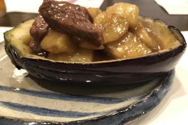 豆腐割烹　雪花菜（きらず）の口コミ評価評判ナスと牛肉の炒めもの
