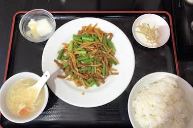 中華料理　龍順（リュウジュン）の口コミ評価評判豚肉とニンニクの芽炒め定食