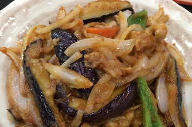 大地食堂 イーアス高尾店の口コミ評価評判豚ばら肉と茄子の味噌炒め