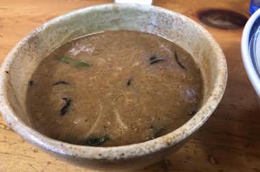 口楽(口樂)の口コミ評価評判納豆濃厚魚介つけ麺　つけ汁