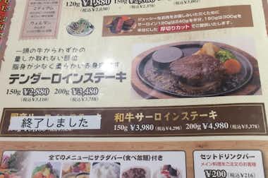 ステーキのあさくま 八王子店の口コミ評価評判メニュー
