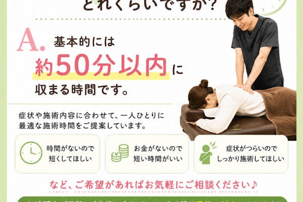 治療時間はどれくらいですか！？