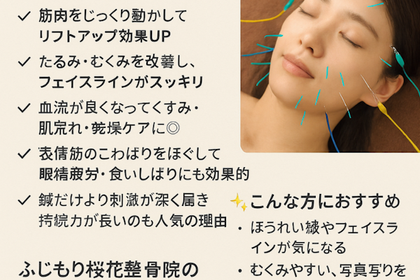 美容鍼に電気(パルス)を流すと効果アップ